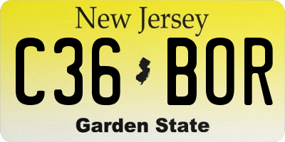 NJ license plate C36BOR