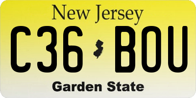 NJ license plate C36BOU