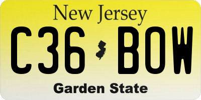 NJ license plate C36BOW
