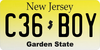 NJ license plate C36BOY