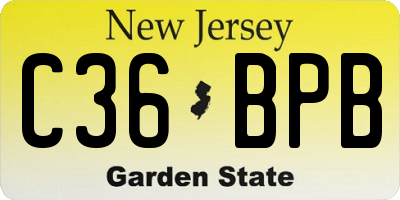 NJ license plate C36BPB
