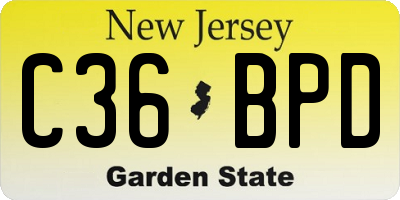 NJ license plate C36BPD