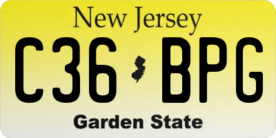 NJ license plate C36BPG