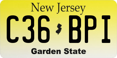 NJ license plate C36BPI