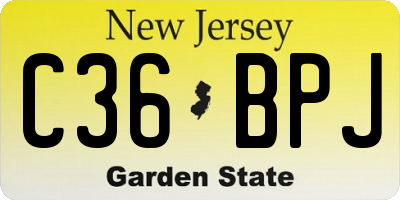 NJ license plate C36BPJ