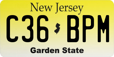 NJ license plate C36BPM