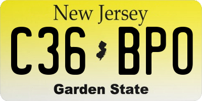NJ license plate C36BPO