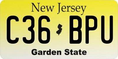 NJ license plate C36BPU