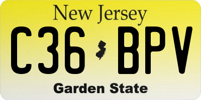 NJ license plate C36BPV