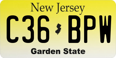 NJ license plate C36BPW