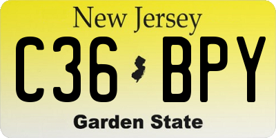 NJ license plate C36BPY