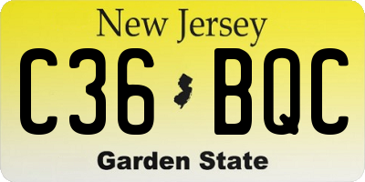 NJ license plate C36BQC