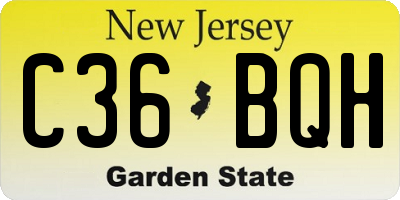 NJ license plate C36BQH