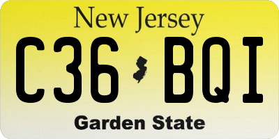 NJ license plate C36BQI