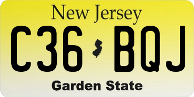 NJ license plate C36BQJ