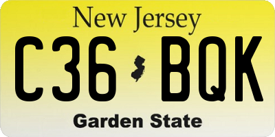 NJ license plate C36BQK