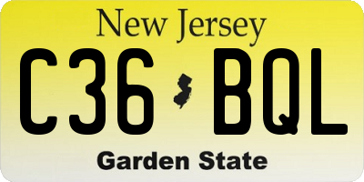 NJ license plate C36BQL