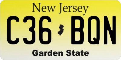 NJ license plate C36BQN
