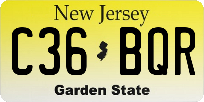 NJ license plate C36BQR