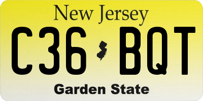 NJ license plate C36BQT