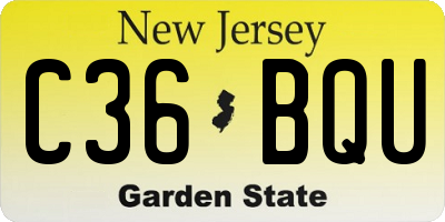 NJ license plate C36BQU