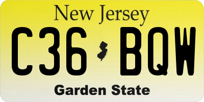 NJ license plate C36BQW