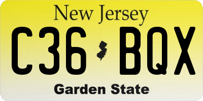 NJ license plate C36BQX