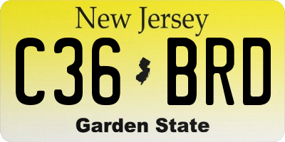 NJ license plate C36BRD