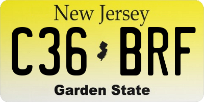 NJ license plate C36BRF