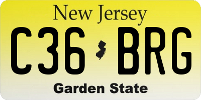 NJ license plate C36BRG