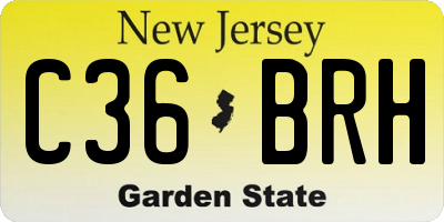 NJ license plate C36BRH