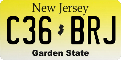 NJ license plate C36BRJ