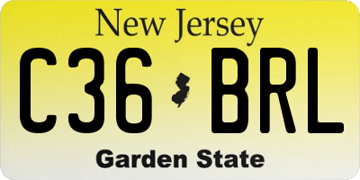 NJ license plate C36BRL