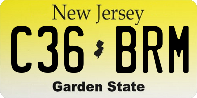 NJ license plate C36BRM