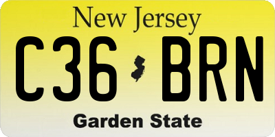 NJ license plate C36BRN