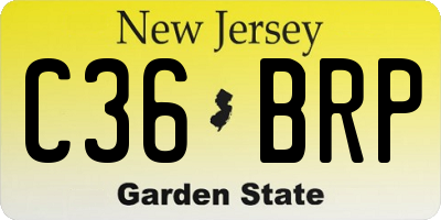 NJ license plate C36BRP