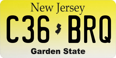 NJ license plate C36BRQ