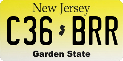 NJ license plate C36BRR