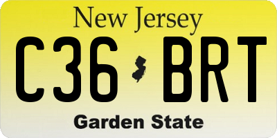 NJ license plate C36BRT