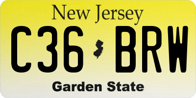 NJ license plate C36BRW
