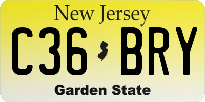 NJ license plate C36BRY