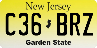 NJ license plate C36BRZ