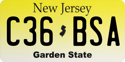 NJ license plate C36BSA