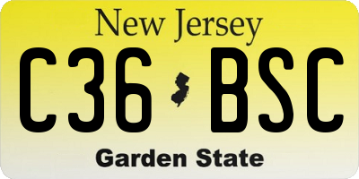 NJ license plate C36BSC