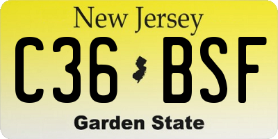 NJ license plate C36BSF