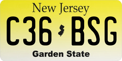 NJ license plate C36BSG