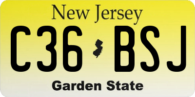 NJ license plate C36BSJ