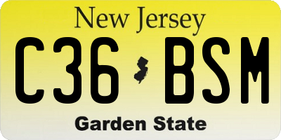 NJ license plate C36BSM