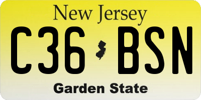 NJ license plate C36BSN