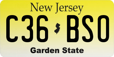 NJ license plate C36BSO